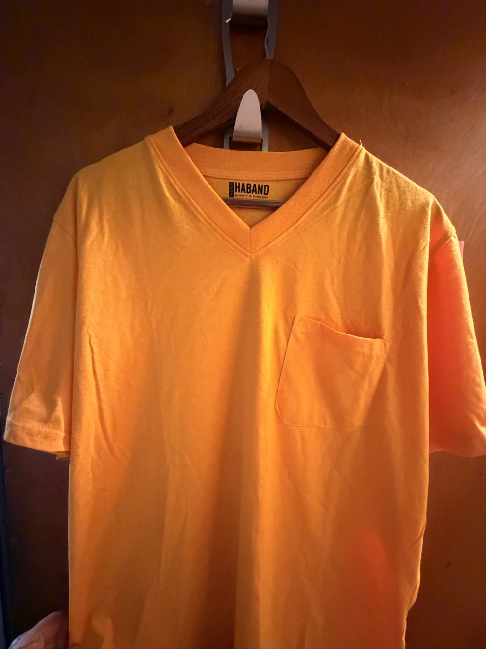 Haband Bright Orange V-Neck Pocket Tee